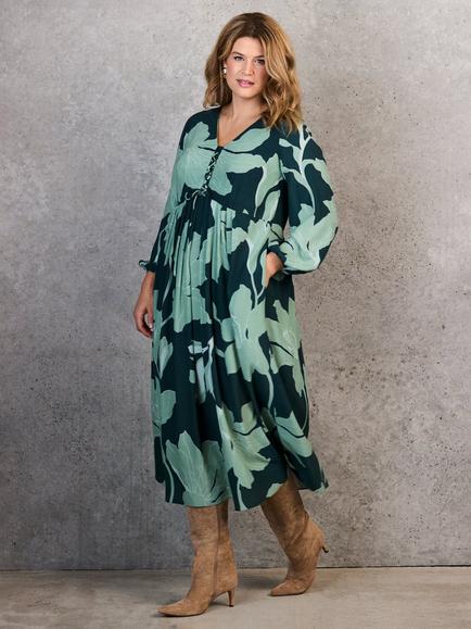 Live Unlimited Curve Tie Front Floral Midaxi Dress, Green, Green