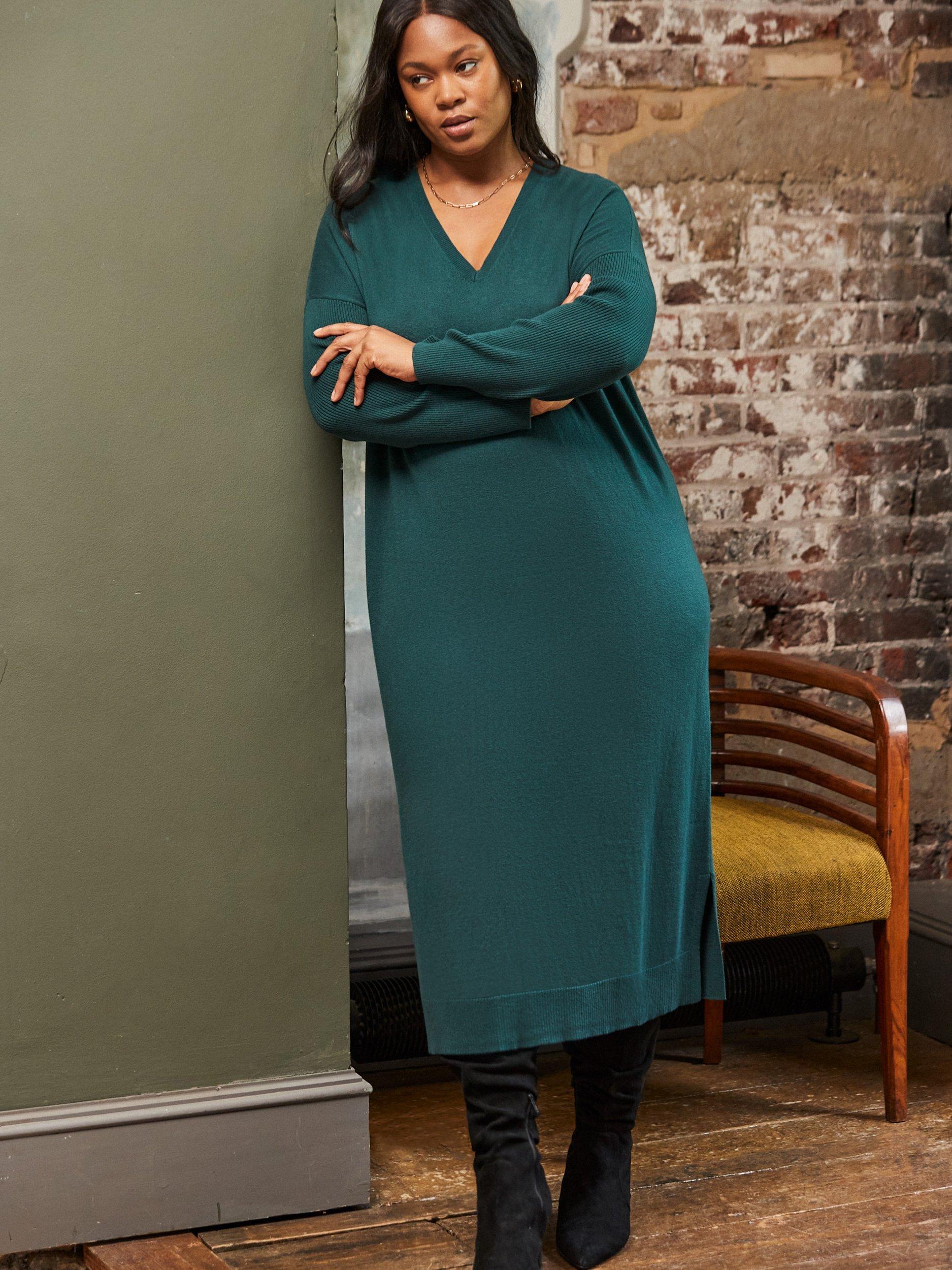 long green jumper dress Simone Dark Olive Sweater Maxi Dress