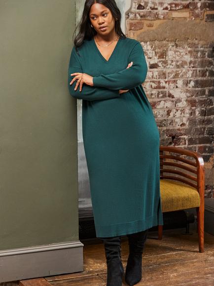 womens green jumper dress Green Jumper Dresses