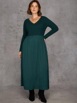 Live Unlimited Curve Woven Jersey Mix Dress, Green, Green