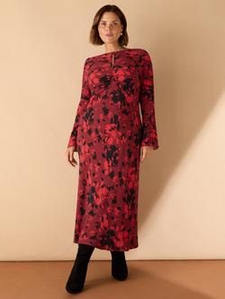 Live Unlimited Abstract Print Ruched Front Maxi Dress, Red