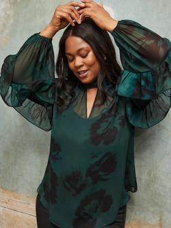 Live Unlimited Curve Abstract High Neck Top, Green, Green