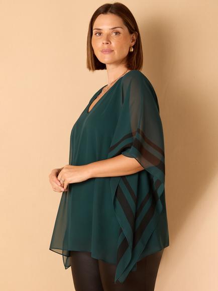 Live Unlimited Curve Contrast Side Stripe Overlay Top, Green - view 2, Green