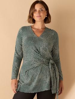 Live Unlimited Curve Spot V-Neck Side Tie Top, Green, Green