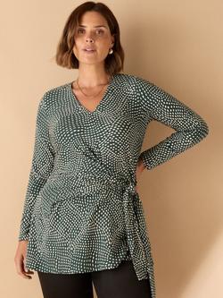 Live Unlimited Curve Spot V-Neck Side Tie Top, Green - view 2, Green