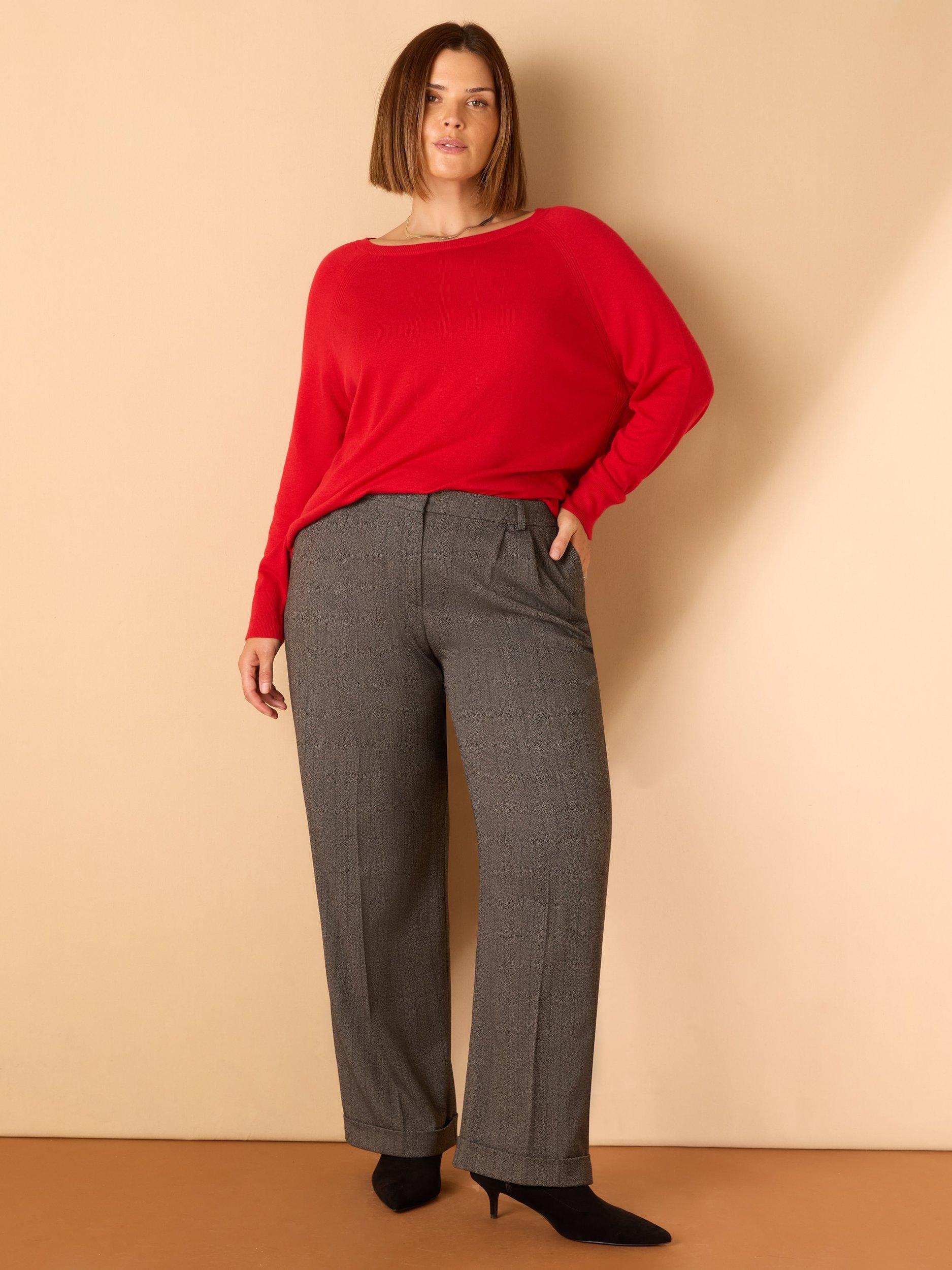 Product image 2 of 3, which shows Live Unlimited Curve Herringbone Trousers, Grey, 12