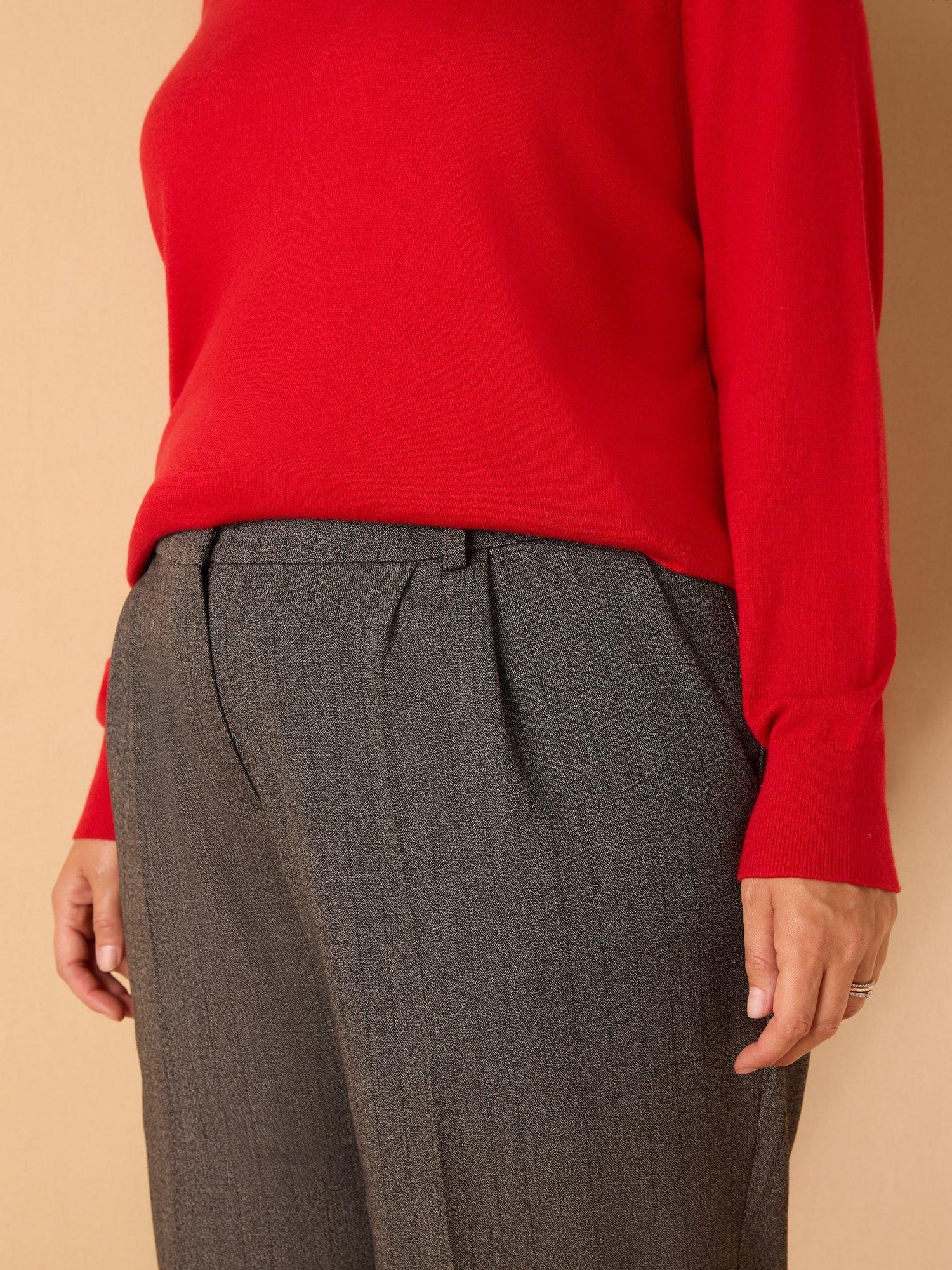 Product image 3 of 3, which shows Live Unlimited Curve Herringbone Trousers, Grey, 12