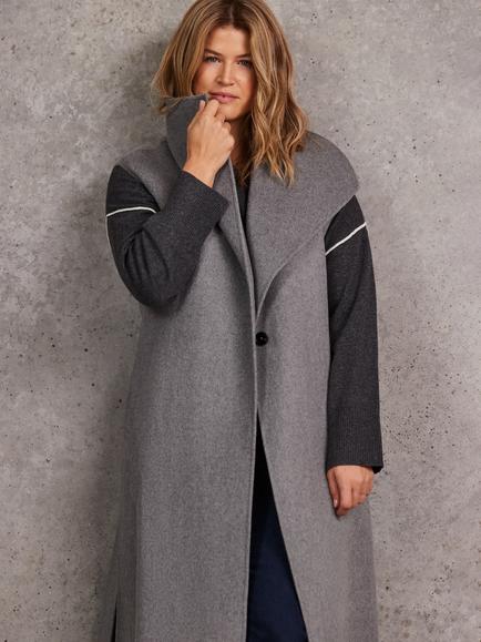 Live Unlimited Curve Double Faced Wool Blend Longline Waistcoat, Grey - view 2, Grey