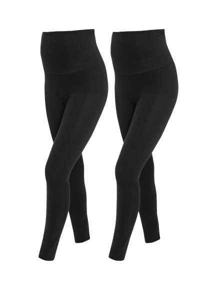 JoJo Maman Bébé Cotton Blend Maternity Leggings, Pack of 2 - view 2, Black