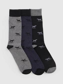 Rodd & Gunn Dogs A Plenty Cotton Blend Socks, Pack of 3, Grey/Multi