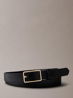 Calvin Klein Rectangular Buckle Full Grain Leather Belt, Black, Black