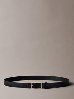 Calvin Klein Rectangular Buckle Full Grain Leather Belt, Black - view 2, Black