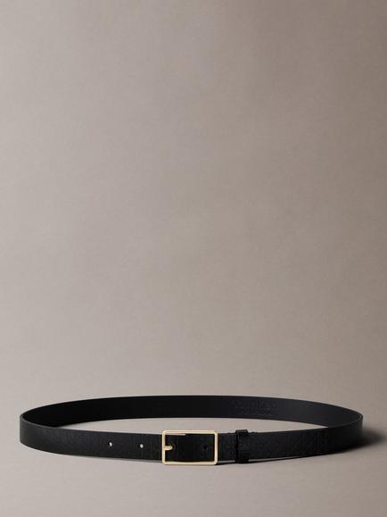 Calvin Klein Rectangular Buckle Full Grain Leather Belt, Black - view 2, Black