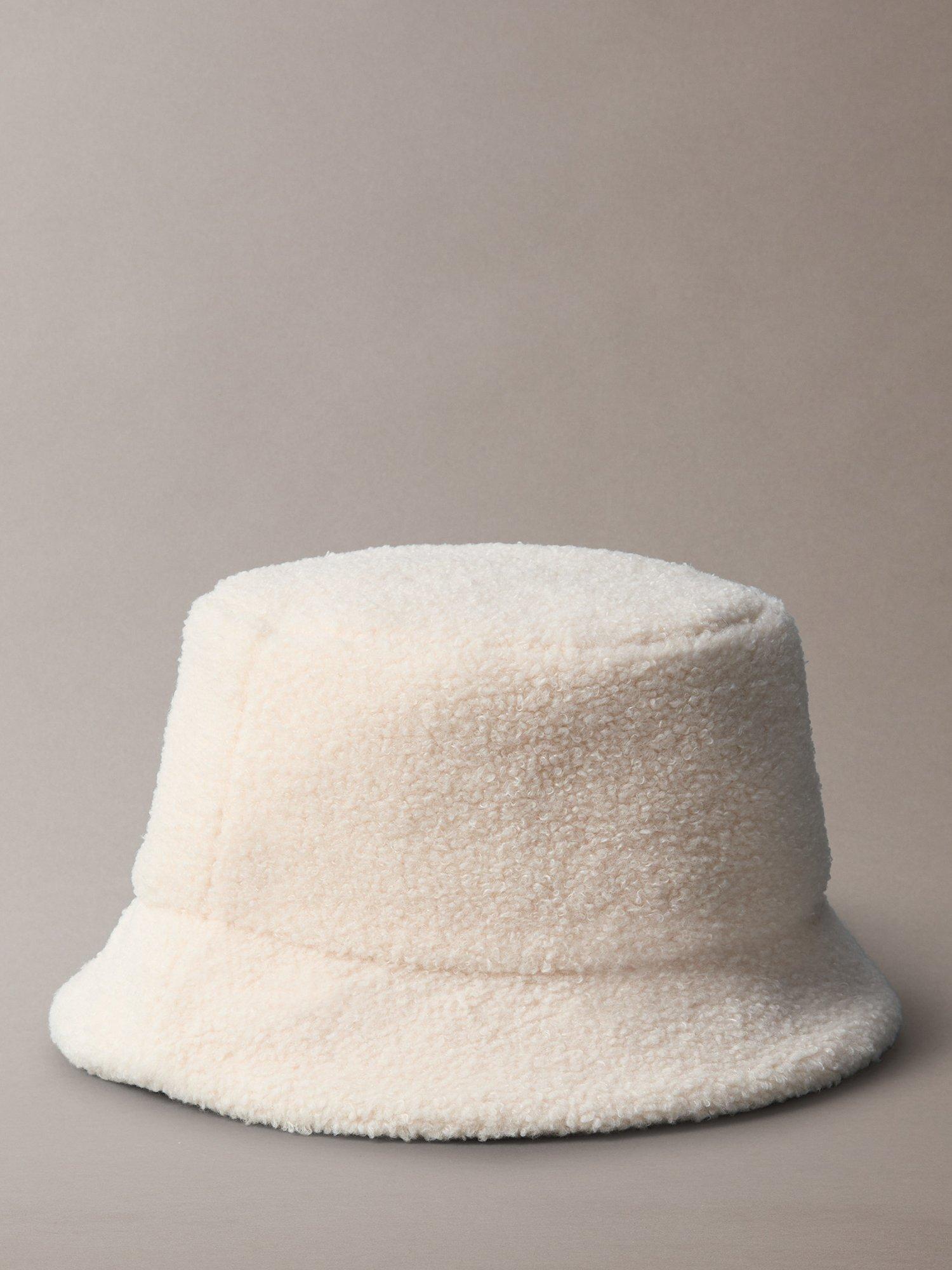 Product image 2 of 3, which shows Calvin Klein Logo Boucle Bucket Hat, Birch, One Size