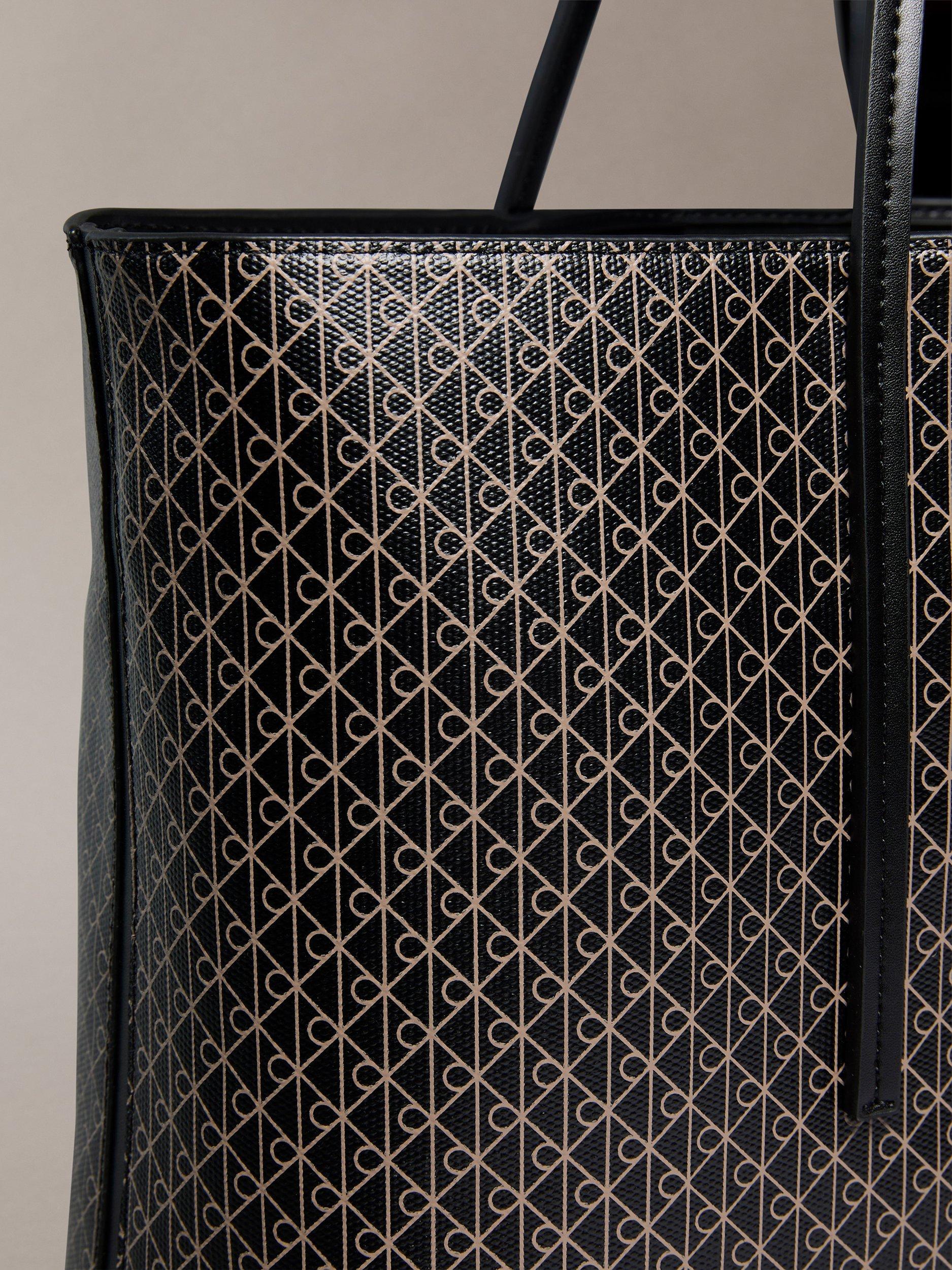 Product image 4 of 4, which shows Calvin Klein Monogram Logo Tote Bag with Pouch, Black, One Size
