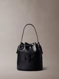 Calvin Klein Sandi Embossed Monogram Logo Bucket Bag, Black