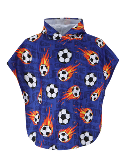 Slipfree Kids' Messi Towelling Poncho, Blue/Orange, Blue Orange