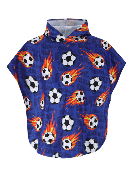 Slipfree Kids' Messi Towelling Poncho, Blue/Orange, Blue Orange