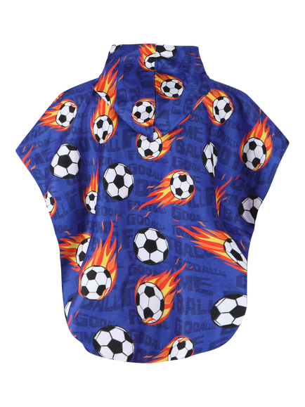 Slipfree Kids' Messi Towelling Poncho, Blue/Orange - view 2, Blue Orange