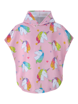 Slipfree Kids' Sofie Towelling Poncho, Pink Multi, Pink Multi