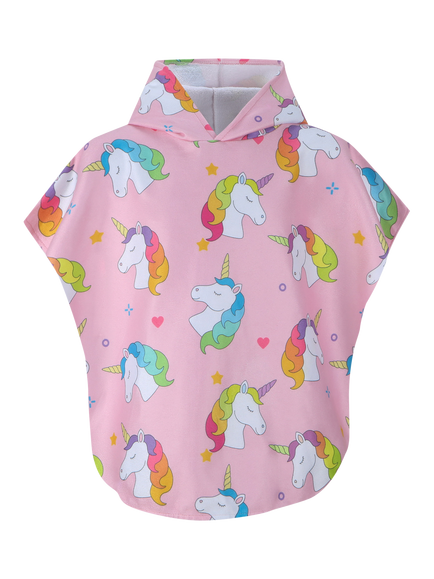 Slipfree Kids' Sofie Towelling Poncho, Pink Multi, Pink Multi