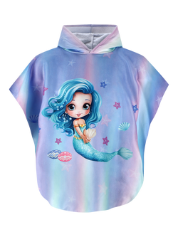 Slipfree Kids' Seastar Towelling Poncho, Lilac Multi, Lilac Multi