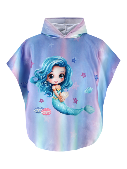 Slipfree Kids' Seastar Towelling Poncho, Lilac Multi, Lilac Multi