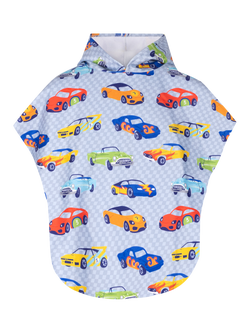 Slipfree Kids' Wheels Towelling Poncho, Grey Multi, Grey Multi