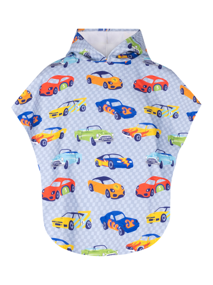 Slipfree Kids' Wheels Towelling Poncho, Grey Multi, Grey Multi