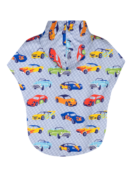 Slipfree Kids' Wheels Towelling Poncho, Grey Multi - view 2, Grey Multi