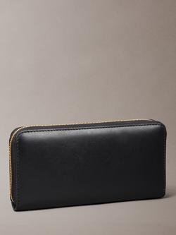 Calvin Klein Large Leather Zip Wallet, Black - view 2, Black