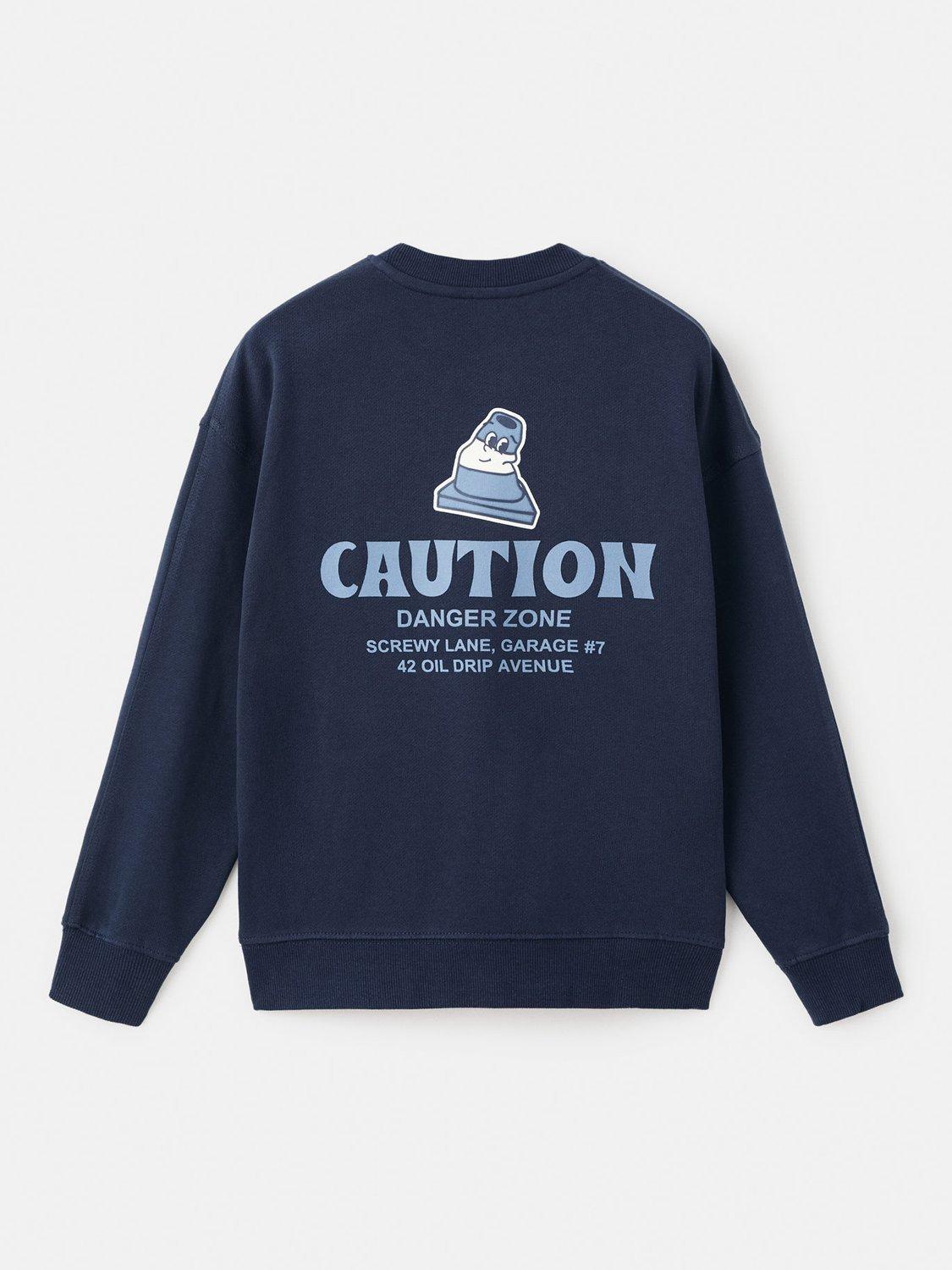Product image 4 of 6, which shows Mango Kids' Cotton Crew Neck Back Print Sweatshirt, Navy, 9-10 years