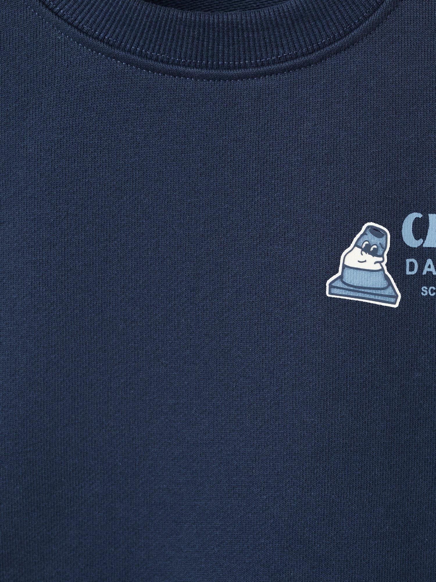 Product image 6 of 6, which shows Mango Kids' Cotton Crew Neck Back Print Sweatshirt, Navy, 9-10 years