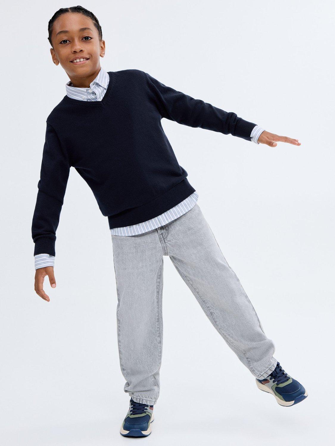 Product image 1 of 7, which shows Mango Kids' Pico Cotton Jumper, Navy, 11-12 years