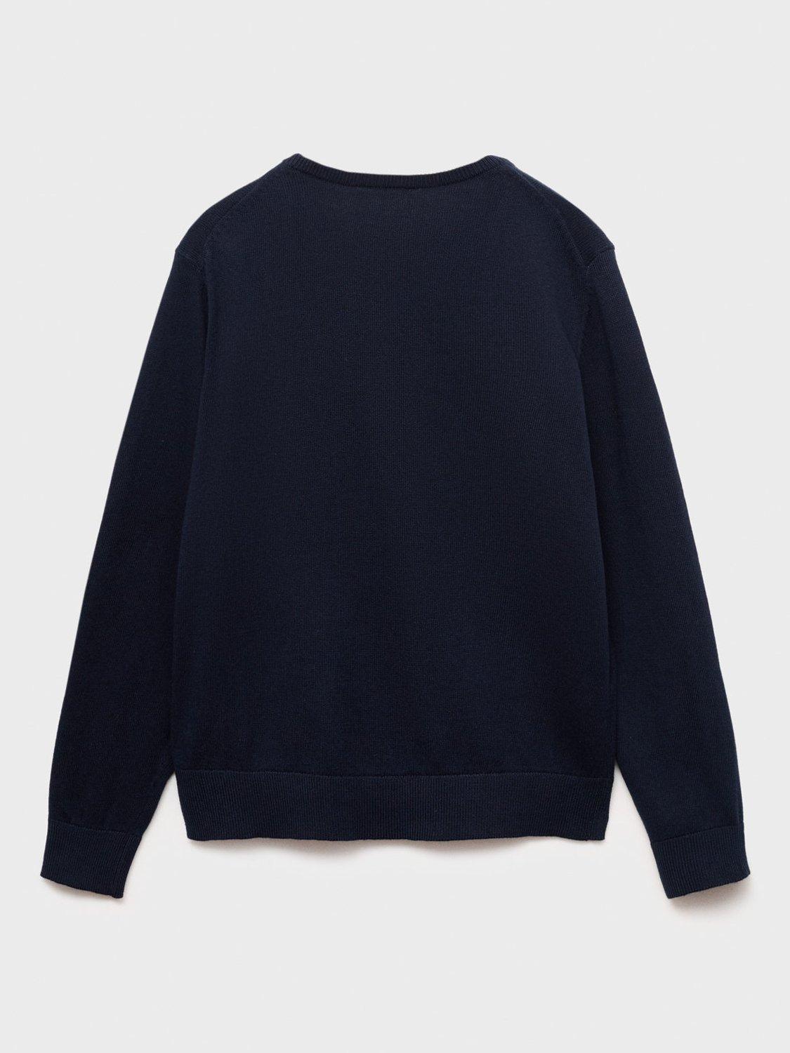 Product image 4 of 7, which shows Mango Kids' Pico Cotton Jumper, Navy, 11-12 years