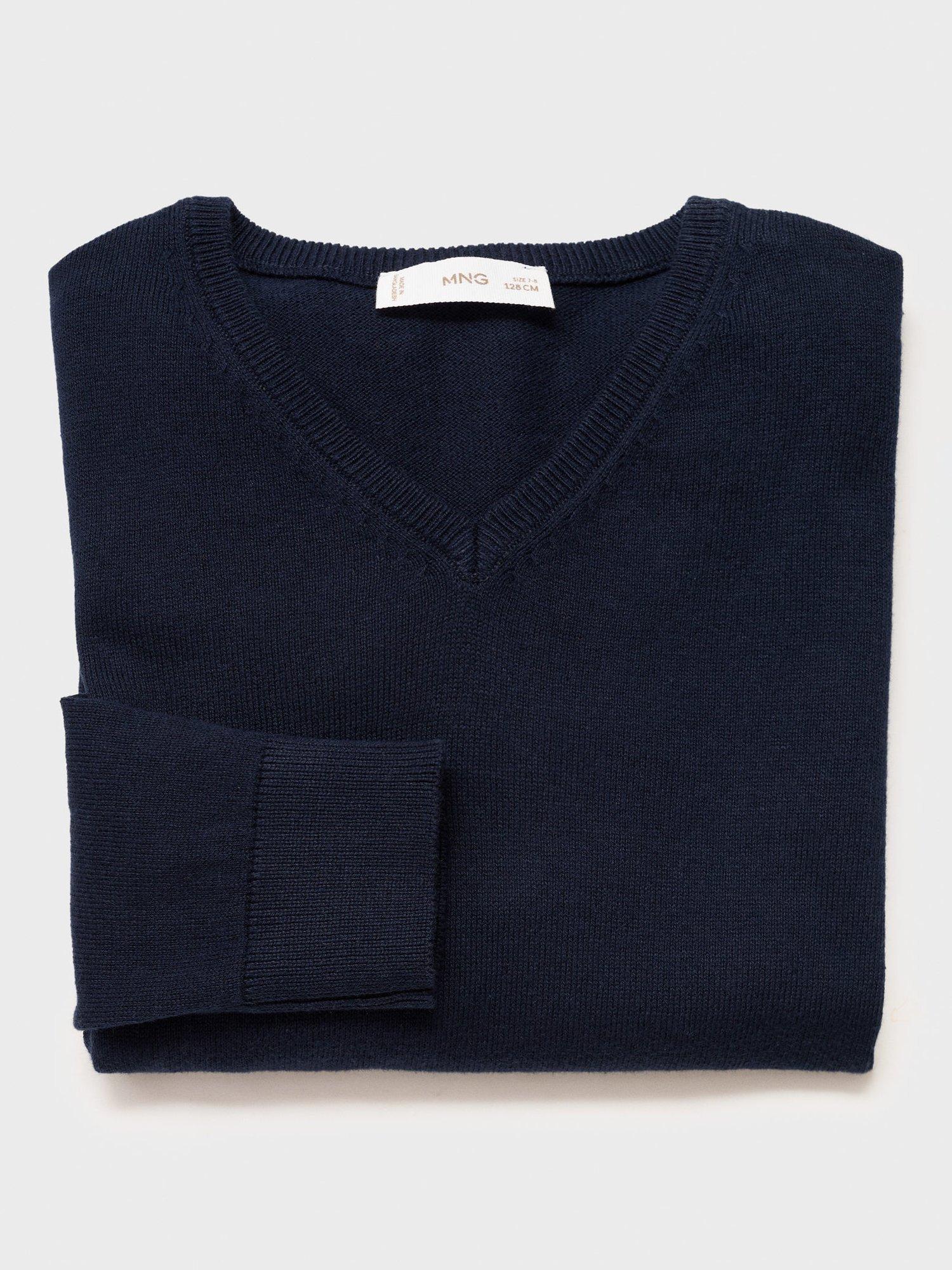 Product image 7 of 7, which shows Mango Kids' Pico Cotton Jumper, Navy, 11-12 years