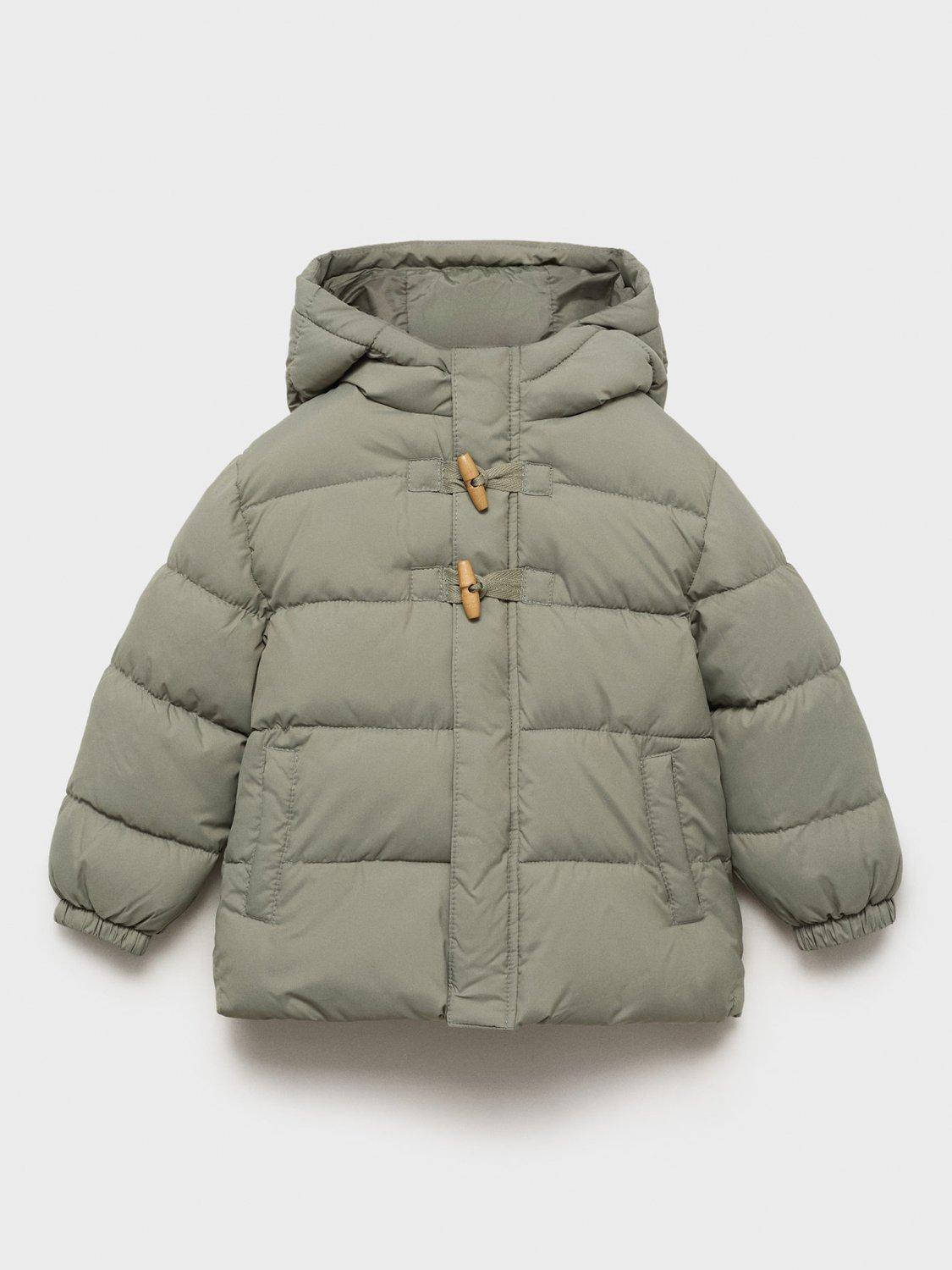 Product image 1 of 4, which shows Mango Kids' Aldo Hooded Puffer Coat, Green, 9-12 months