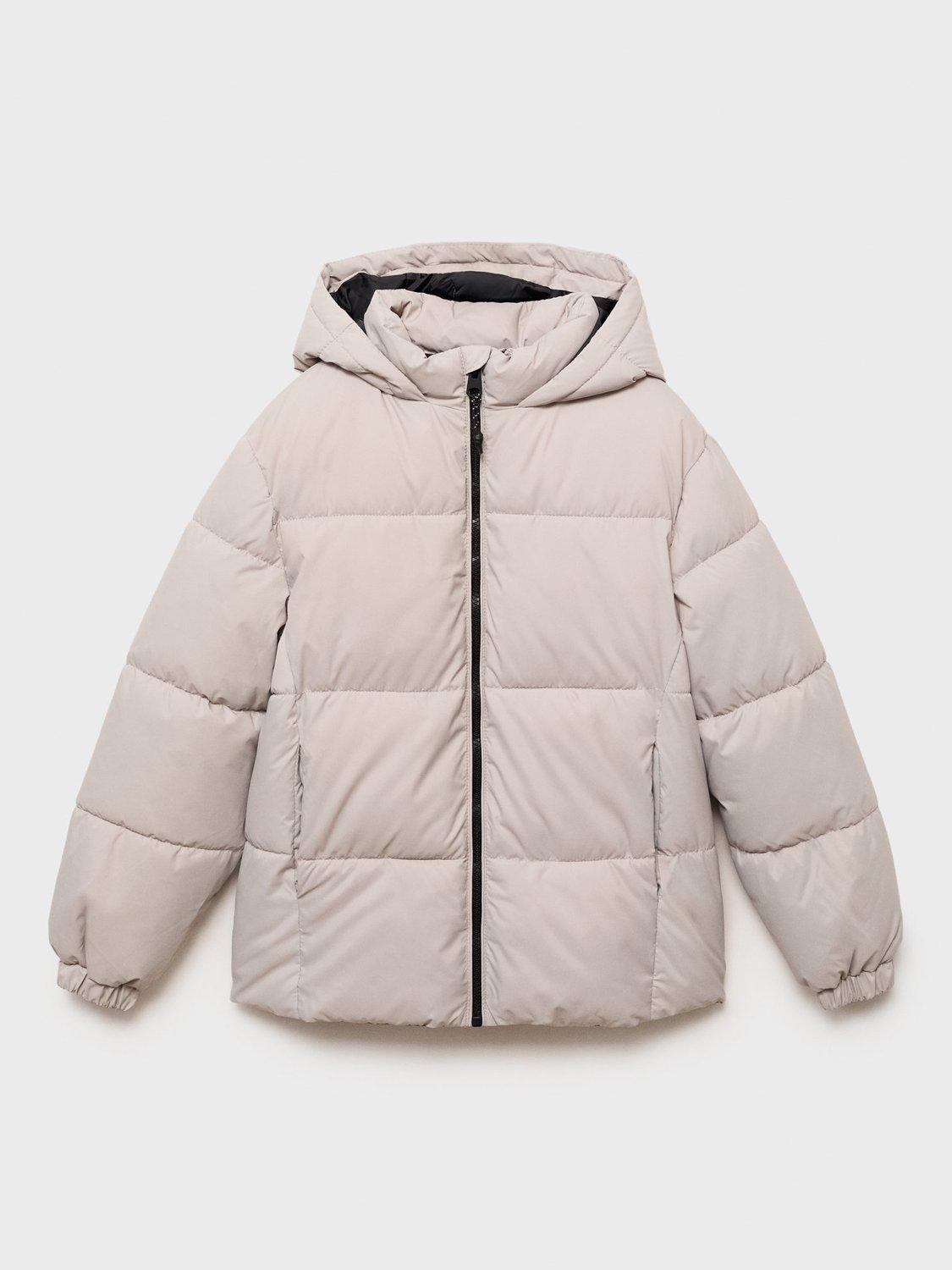 Product image 1 of 4, which shows Mango Kids' America Hooded Puffer Jacket, Pastel Brown, 6 years
