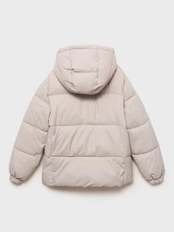 Mango Kids' America Hooded Puffer Jacket, Pastel Brown - view 2, Pastel Brown