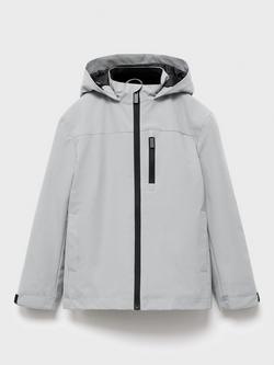 Mango Kids' Hank Hooded Jacket, Grey, Grey