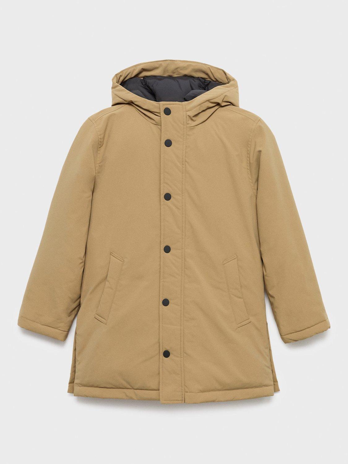 Product image 1 of 4, which shows Mango Kids' Steve Hooded Puffer Coat, Medium Brown, 6 years