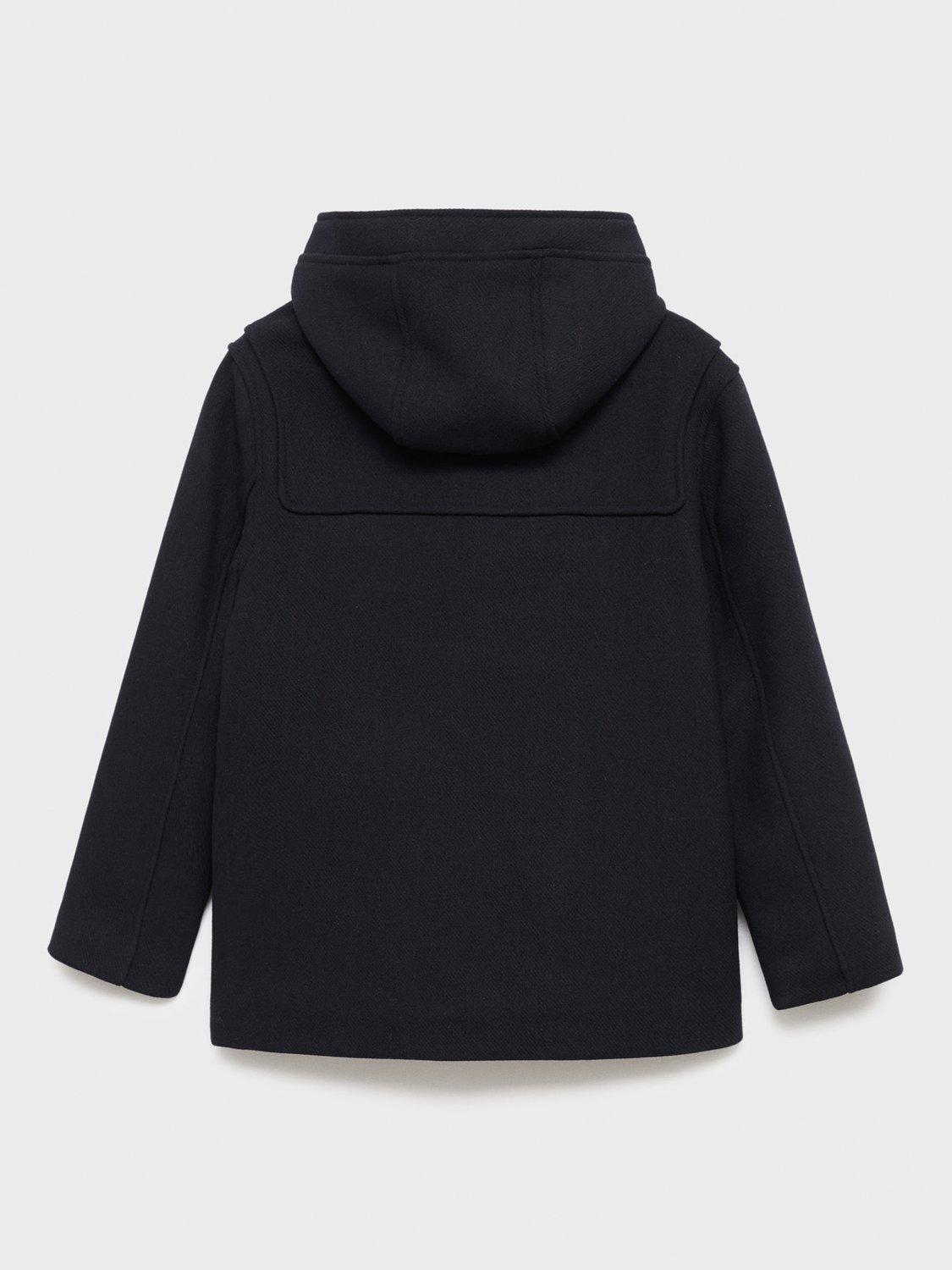 Product image 2 of 6, which shows Mango Kids' Toby Hooded Duffle Coat, Navy, 12 years