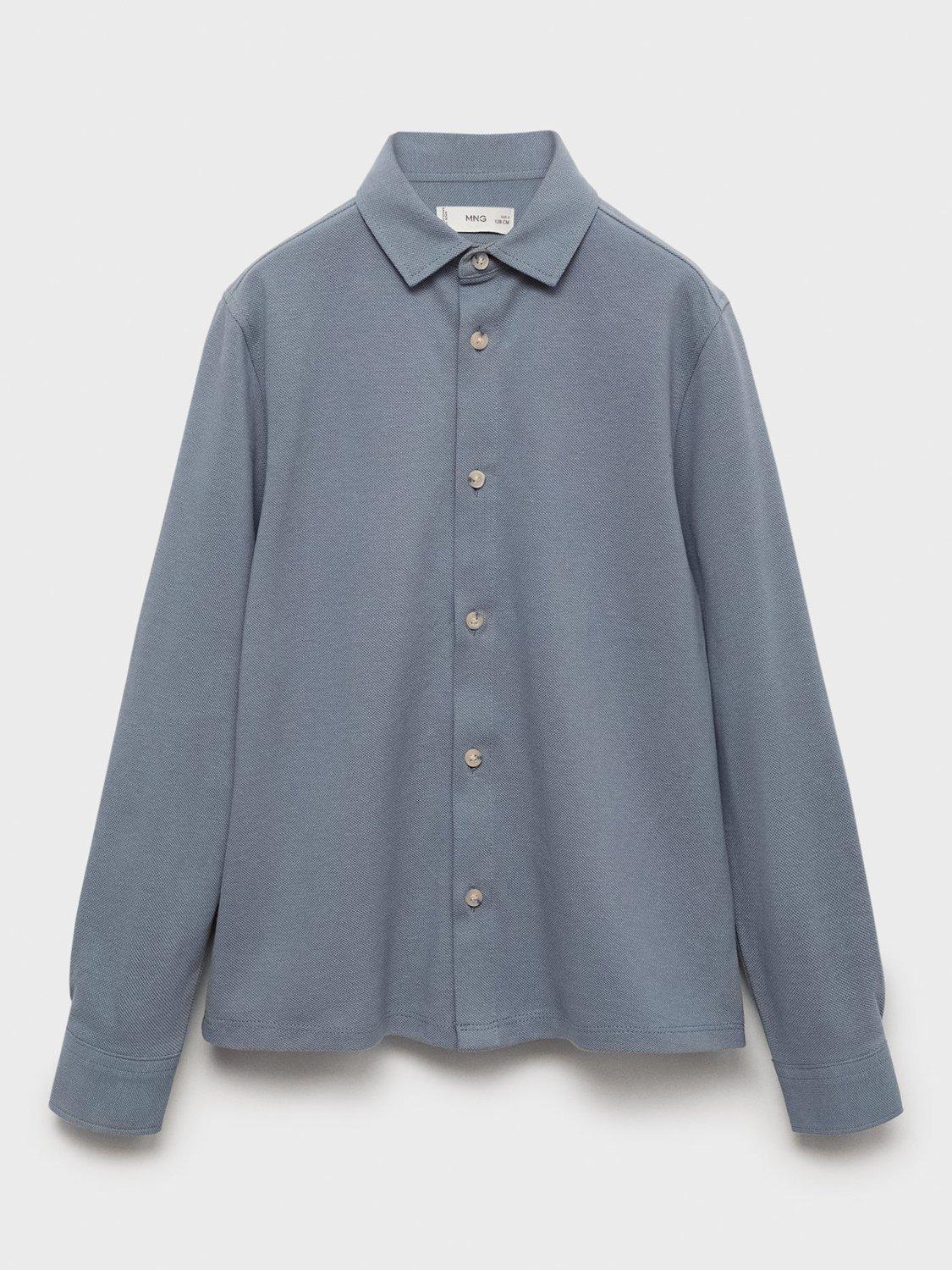 Product image 1 of 4, which shows Mango Kids' Fran Long Sleeve Shirt, Medium Blue, 6 years