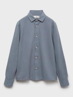 Mango Kids' Fran Long Sleeve Shirt, Medium Blue, Medium Blue