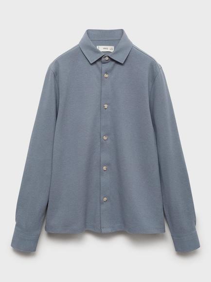 Mango Kids' Fran Long Sleeve Shirt, Medium Blue, Medium Blue