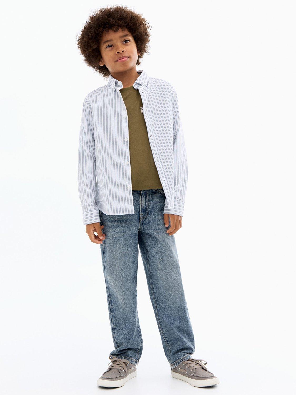 Product image 1 of 5, which shows Mango Kids' Denim Dad Jeans, Open Blue, 9 years
