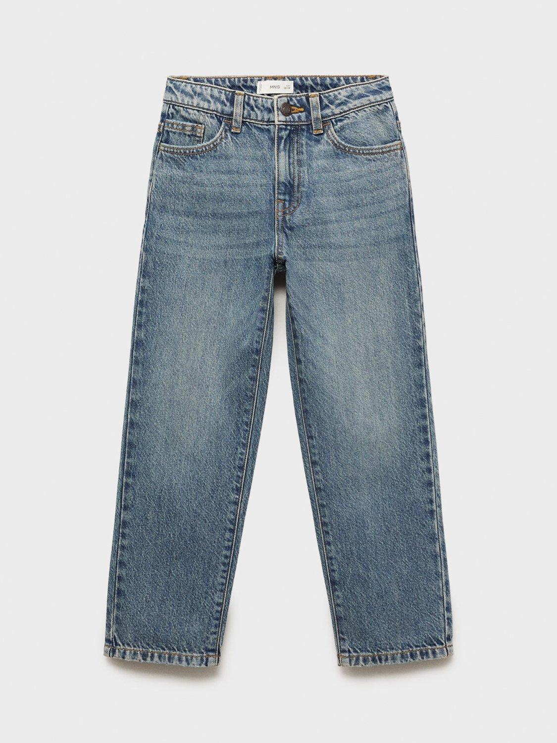 Product image 2 of 5, which shows Mango Kids' Denim Dad Jeans, Open Blue, 9 years