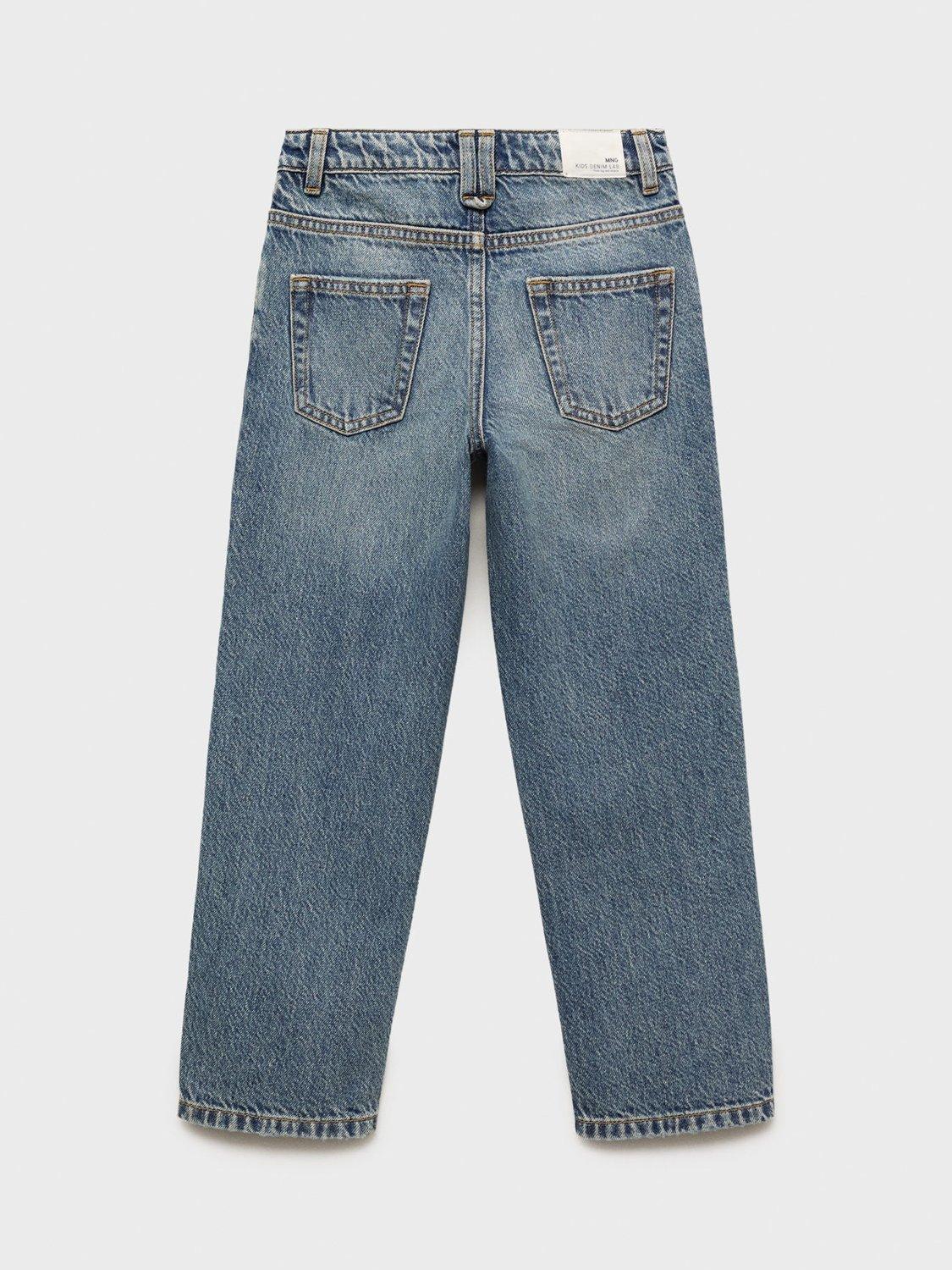 Product image 3 of 5, which shows Mango Kids' Denim Dad Jeans, Open Blue, 9 years