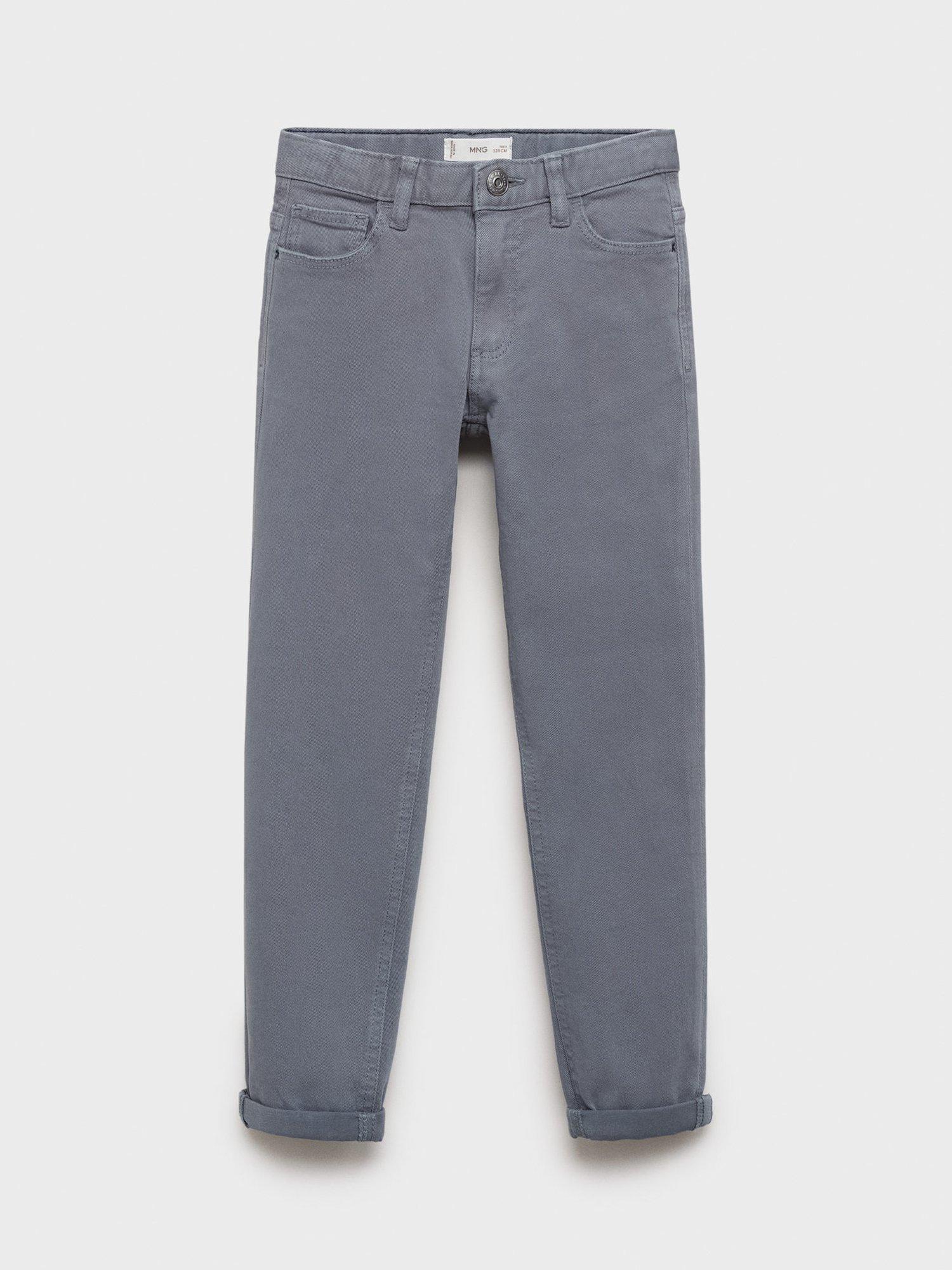 Product image 1 of 4, which shows Mango Kids' Peru Cotton Blend Trousers, Medium Blue, 7 years