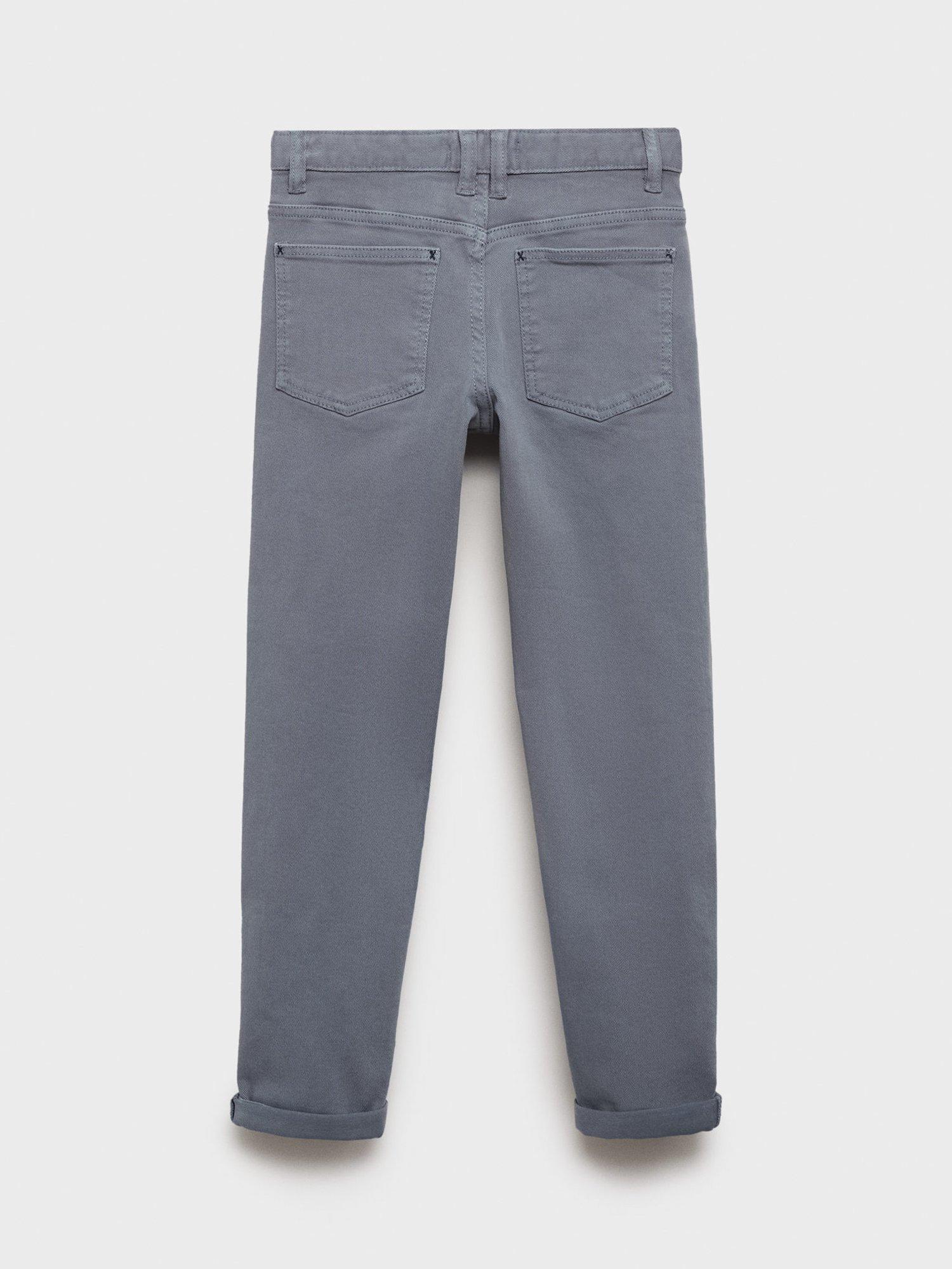 Product image 2 of 4, which shows Mango Kids' Peru Cotton Blend Trousers, Medium Blue, 7 years